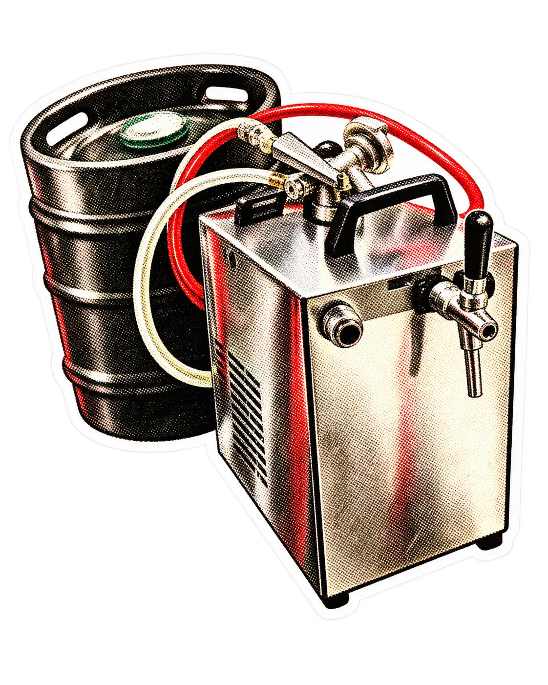 Tireuse à bière avec son fût et ses raccords.